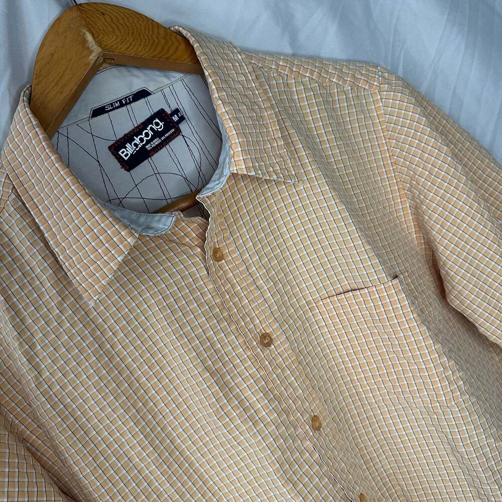 Vintage Y2K Billabong Slim Fit Plaid Button Up Shirt Men’s Medium Korea